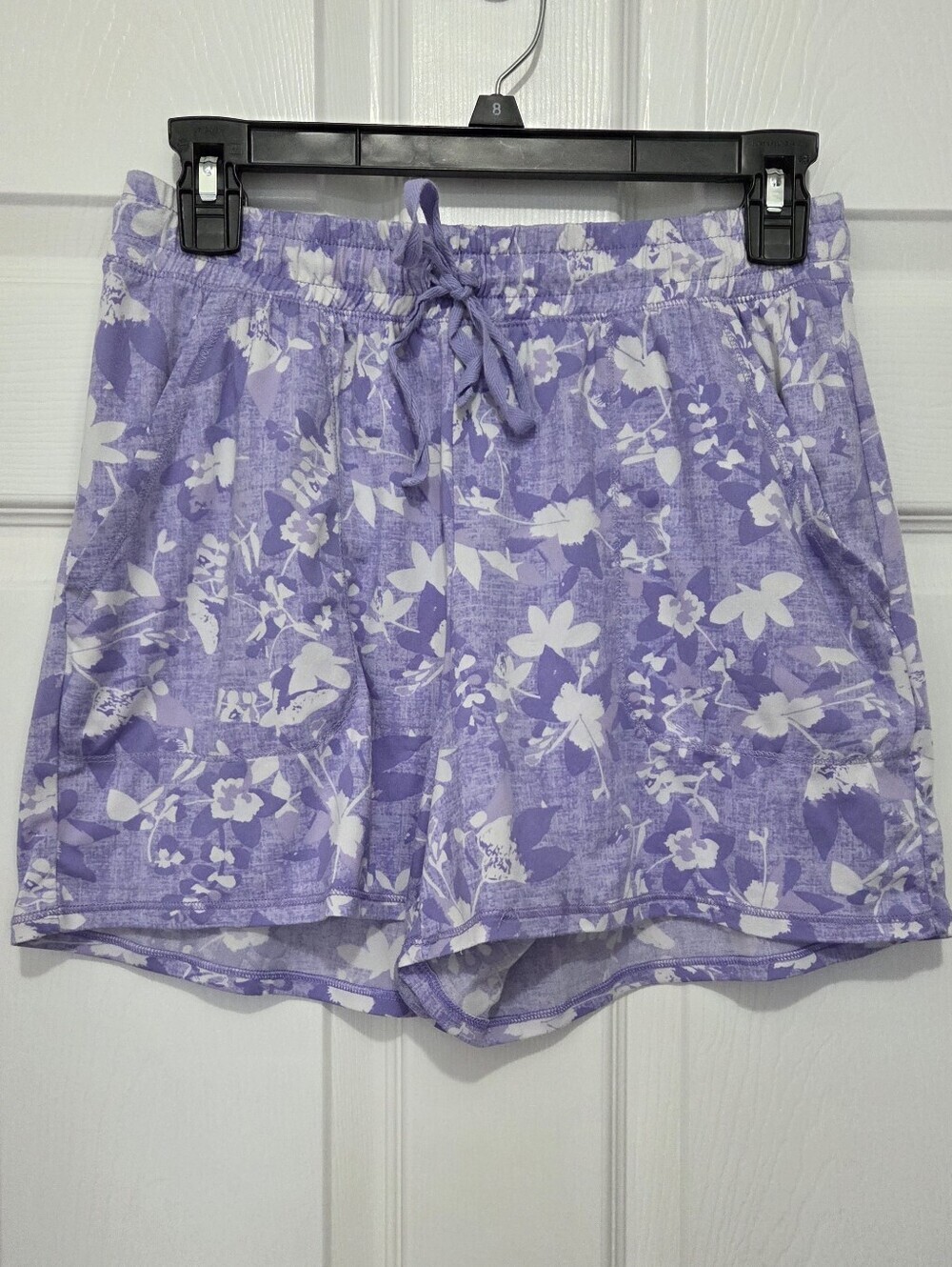 Croft & Barrow Floral Pajama Shorts Knit Sleep Lounge Bottoms Purple White Sz Sm